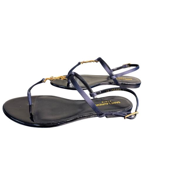 Saint Laurent NIB Cassandra Flat Sandals in Patriot Navy Size 39.5 - Picture 7 of 13